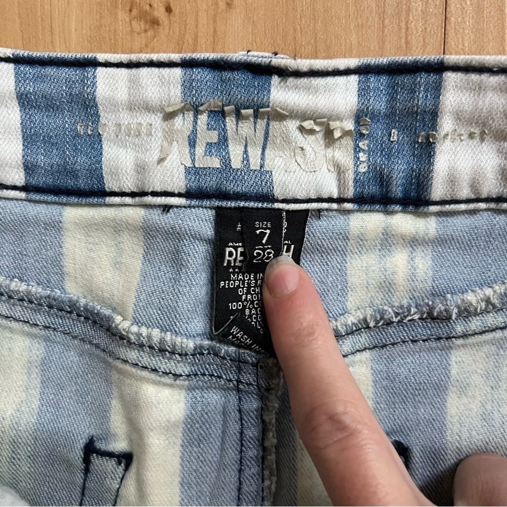 Rewash Denim Blue and White Stripe Mini Skirt - Picture 5 of 5